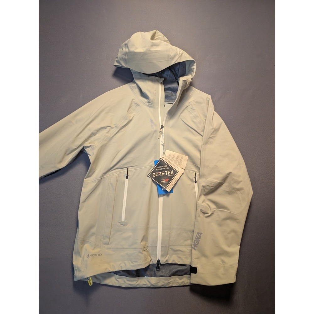 Hoka Transport Gtx Jacket Womens Large Gray Hooded Gore Tex Waterproof Hiking